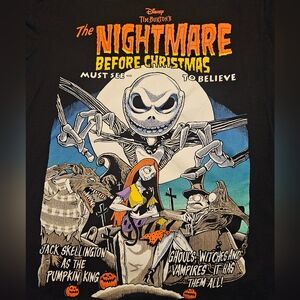 Disney Nightmare Before Christmas Jack Skellington Black tshirt size XL